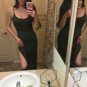 Olive green maxi dress with slit